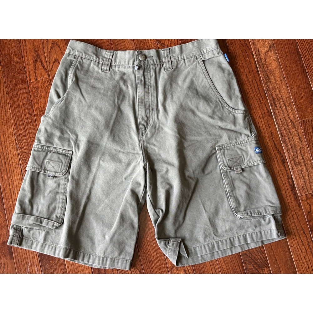 Vintage Y2K Quiksilver Cargo Shorts Men 31 Gray Baggy Skate Surf Utility